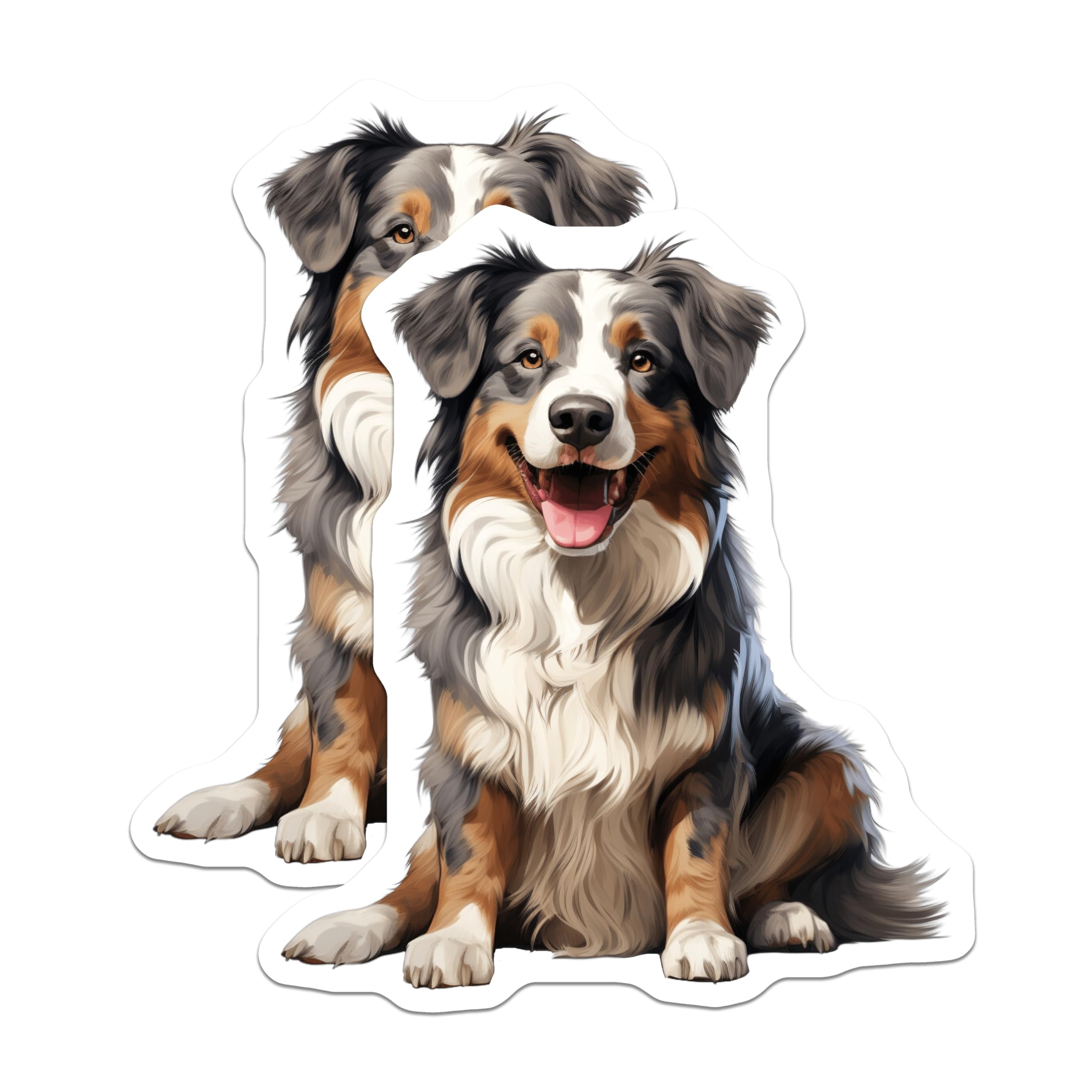 (2 Pack) Australian Shepherd Magnets - Happy Aussie Dog Decor - Pet Owner Refrigerator Art - Dog Mom Locker Accessory - 5 Inches On Longest Side - Thick Durable Magnet - Made in USA - MAG30553