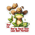 (2 Pack) Funny Frog Stickers - Cowboy Hat Tea Lover Sticker - You've Yee'd Your Last Haw Partner Decal - 5" On Longest Side - Sticks to Smooth Flat Surfaces - Made in USA - BMCS9676