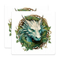 (2 Pack) Legendary White Dragon Head Magnets - Mystical Fantasy Art - Emerald Green Vine Refrigerator Decor Collectible - 5 Inches On Longest Side - Thick Durable Magnet - Made in USA - MAG24025