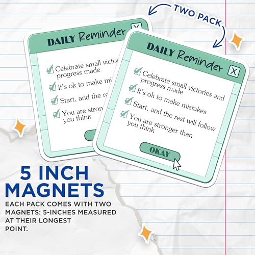 (2 Pack) Daily Reminder Magnets - Positive Affirmation - Motivational Quotes - 5" On Longest Side - for Cars, Fridges, Toolboxes - Made in USA - MAG8326