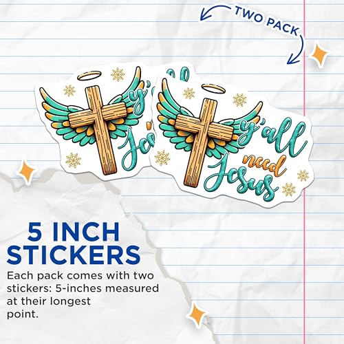 (2 Pack) Faith-Inspired Motivational Stickers - Religious Quote Stickers - Christian Affirmation Stickers - 5" On Longest Side - Sticks to Any Smooth Flat Surface - Made in USA - BMCS3121