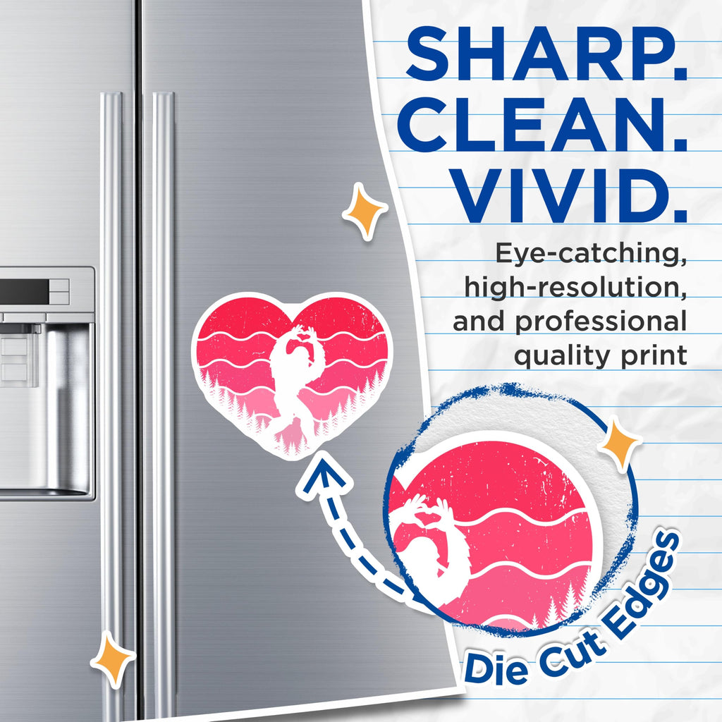 (2 Pack) Bigfoot Heart Hands Magnets - Valentine's Day Decor - Romantic Yeti - 5" On Longest Side - Premium Magnet - for Cars, Refrigerators, Toolboxes, Lockers - Made in USA - MAG16655
