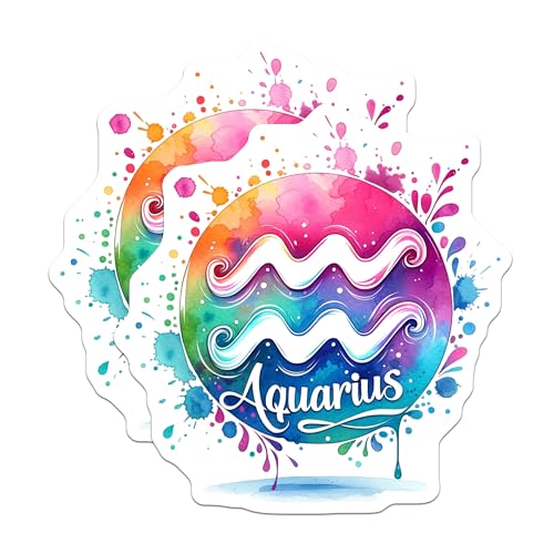 (2 Pack) Aquarius Astrology Magnets - Zodiac Signs - Horoscope DÃƒÂ©cor for Refrigerator or Locker - 5" On Longest Side - for Cars, Fridges, Toolboxes - Made in USA - MAG7010