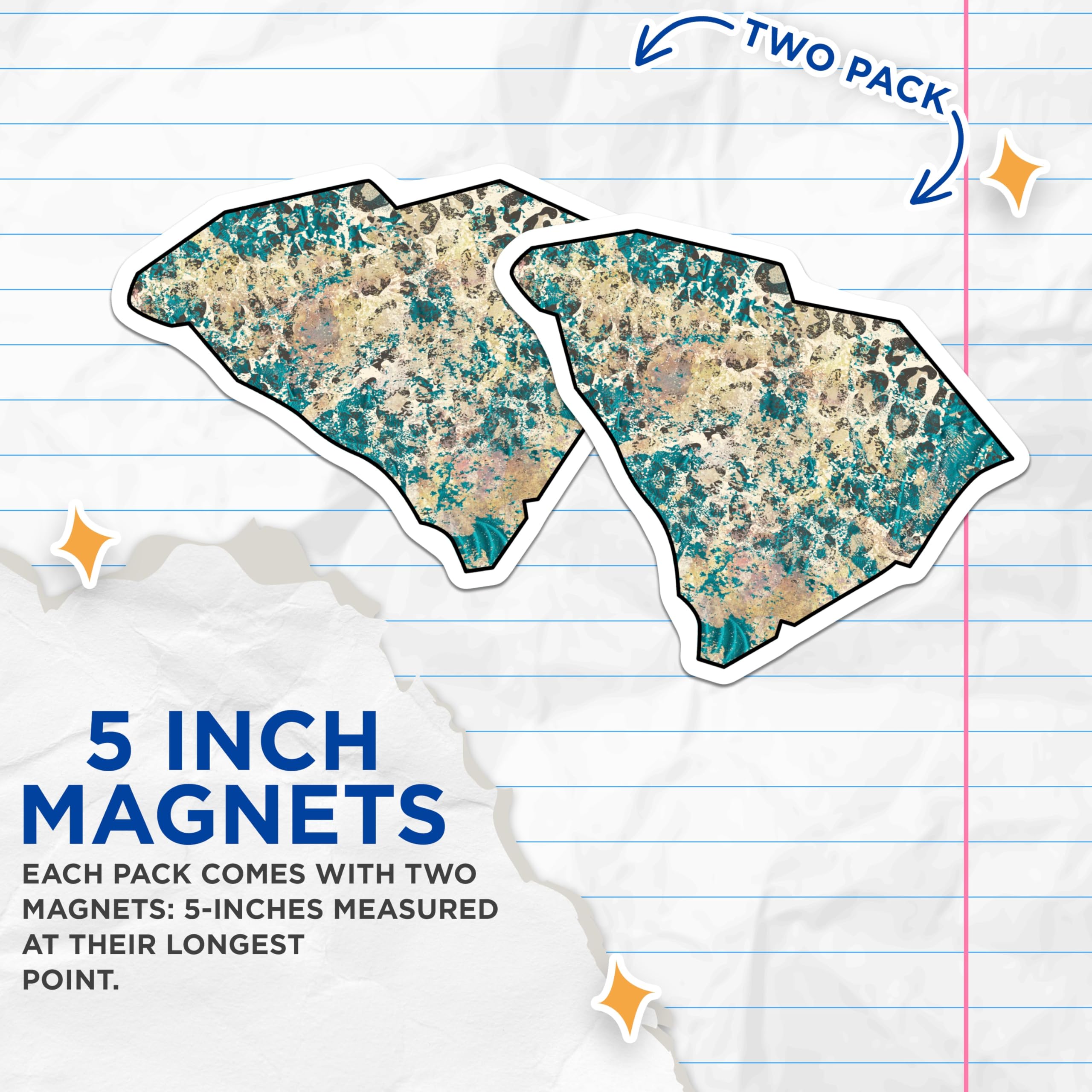 (2 Pack) South Carolina Map Magnets - State Pride Decor - Palmetto State Fridge Magnets - 5" On Longest Side - Premium Magnet - for Cars, Refrigerators, Toolboxes, Lockers - Made in USA - MAG18101