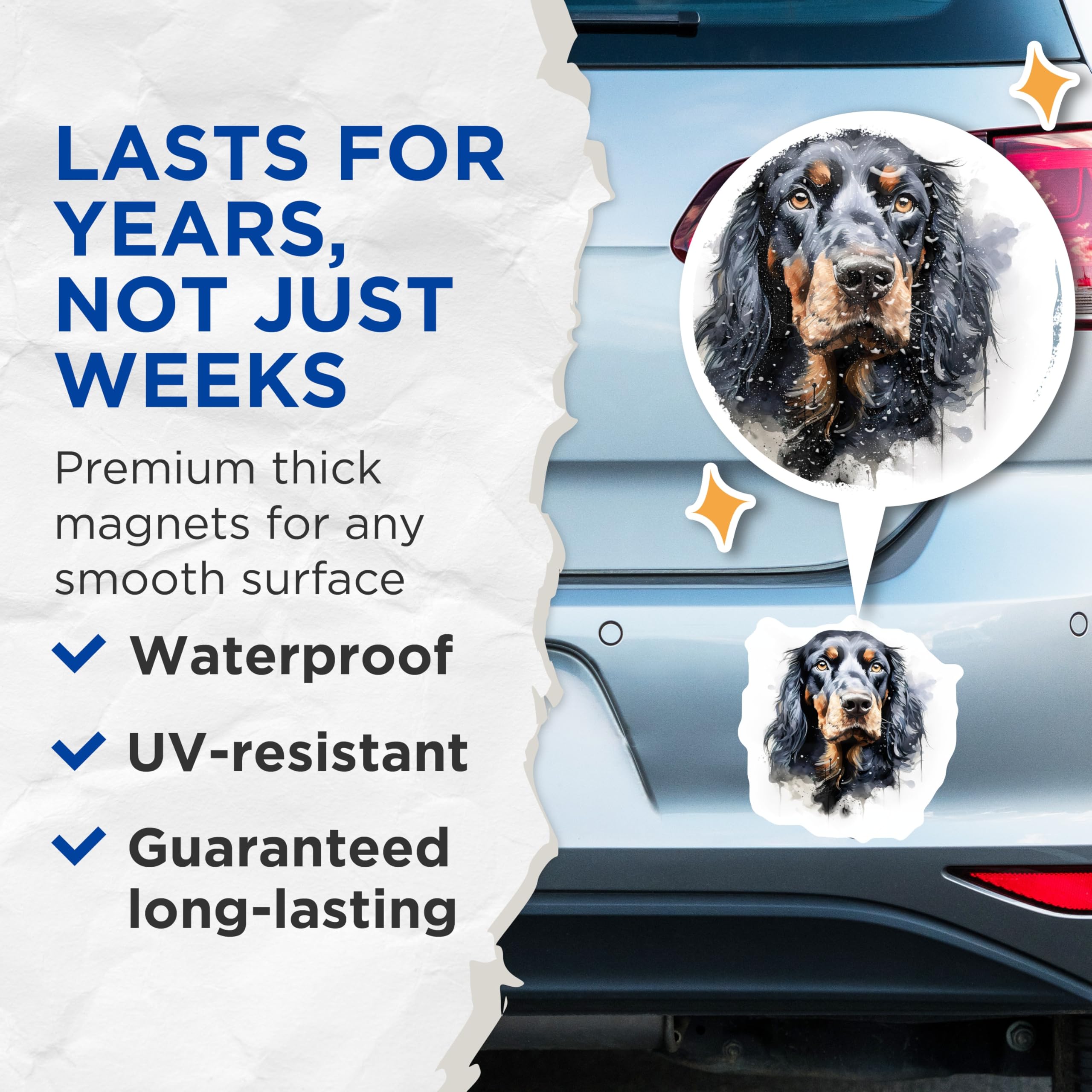 (2 Pack) Gordon Setter Magnets - Dog Lover Art - Pet Portrait Decor - Dog Mom Dad - 5 Inches On Longest Side - Thick Durable Magnet - Made in USA - MAG25868