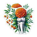 (2 Pack) Marigold Knee Bone Magnets - Anatomical Floral Artwork - Dia de Los Muertos - Orthopedic Surgeon Decor - 5 Inches On Longest Side - Thick Durable Magnet - Made in USA - MAG19601