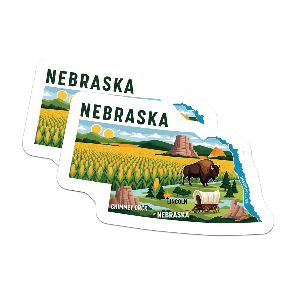 (2 Pack) Nebraska Magnets - State Pride - Travel Souvenir - Cornhusker State - 5" On Longest Side - Premium Magnet - for Cars, Refrigerators, Toolboxes, Lockers - Made in USA - MAG16042