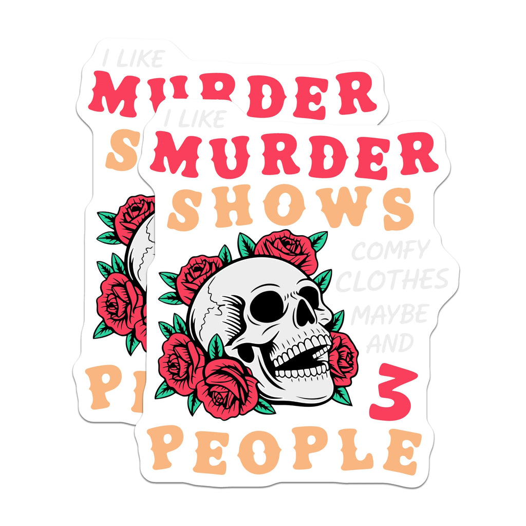 (2 Pack) Murder Shows Magnets - Skull and Roses - True Crime Obsessed Magnets - 5" On Longest Side - Premium Magnet - for Cars, Refrigerators, Toolboxes, Lockers - Made in USA - MAG15936