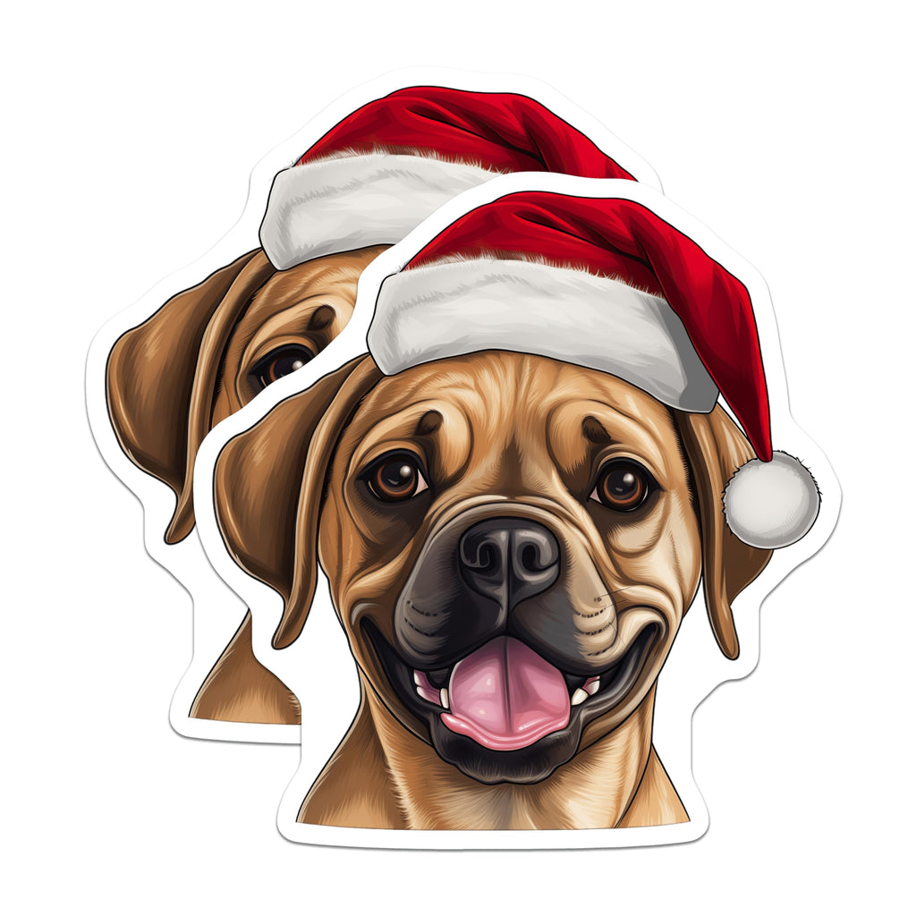 (2 Pack) Christmas Dog Magnets - Santa Hat Pet Decor - Holiday Refrigerator Magnets - 5 Inches On Longest Side - Thick Durable Magnet - Made in USA - MAG30436