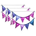 (3 Pack) Party Pennant Decals - Celebration Banner - Triangle Flags Decor- 3 Inches On Longest Side - Easy Peel & Apply - Made in USA - 3MCS5541