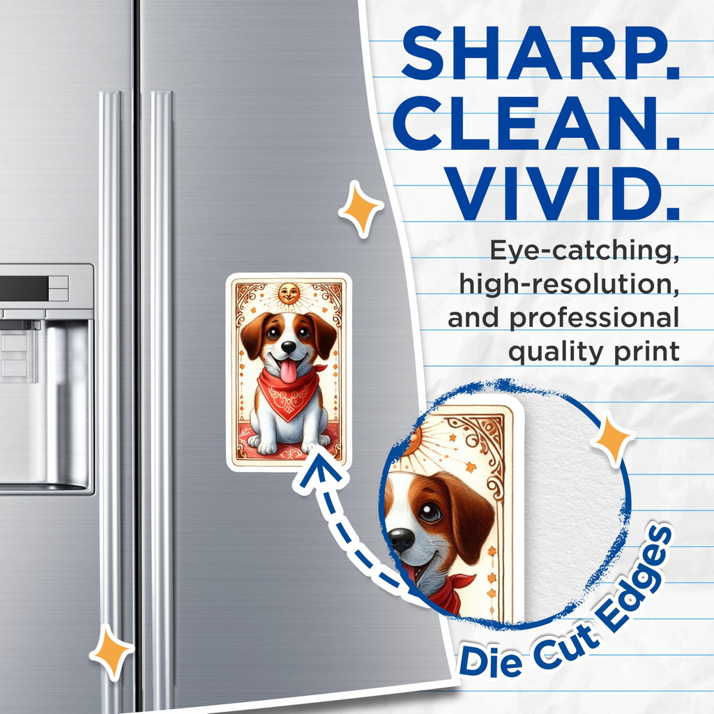 (2 Pack) Happy Puppy Dog Magnets - Whimsical Smiling Pet Art - Jack Russell Terrier Fridge Locker Decor Collectible - 5 Inches On Longest Side - Thick Durable Magnet - Made in USA - MAG23200