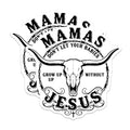 (2 Pack) Mamas Jesus Magnets - Bull Skull Western - Inspirational Religious - 5" On Longest Side - Premium Magnet - for Cars, Refrigerators, Toolboxes, Lockers - Made in USA - MAG14980