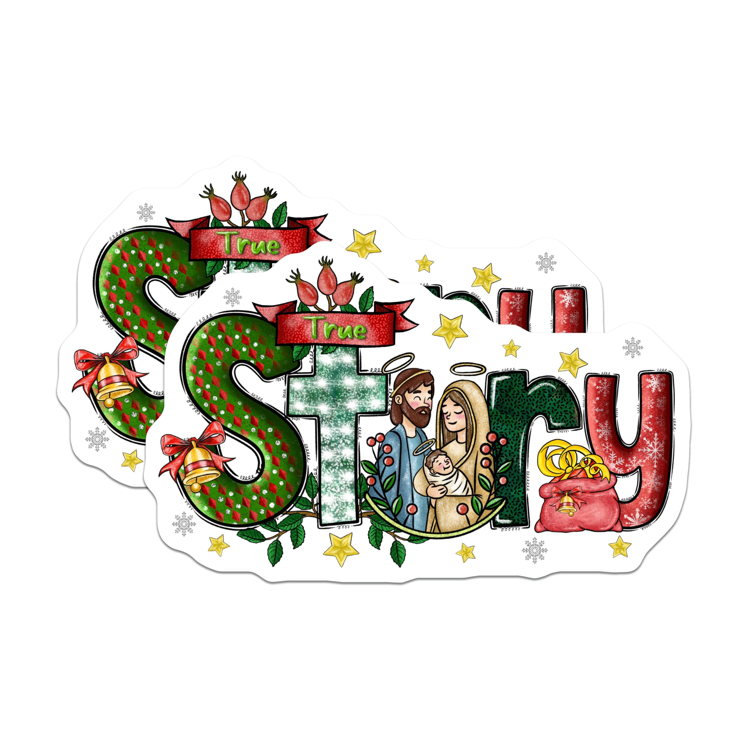 (2 Pack) True Story Nativity Magnets - Christmas Story Decor - Christian Holiday Fridge Art - 5 Inches On Longest Side - Thick Durable Magnet - Made in USA - MAG29198