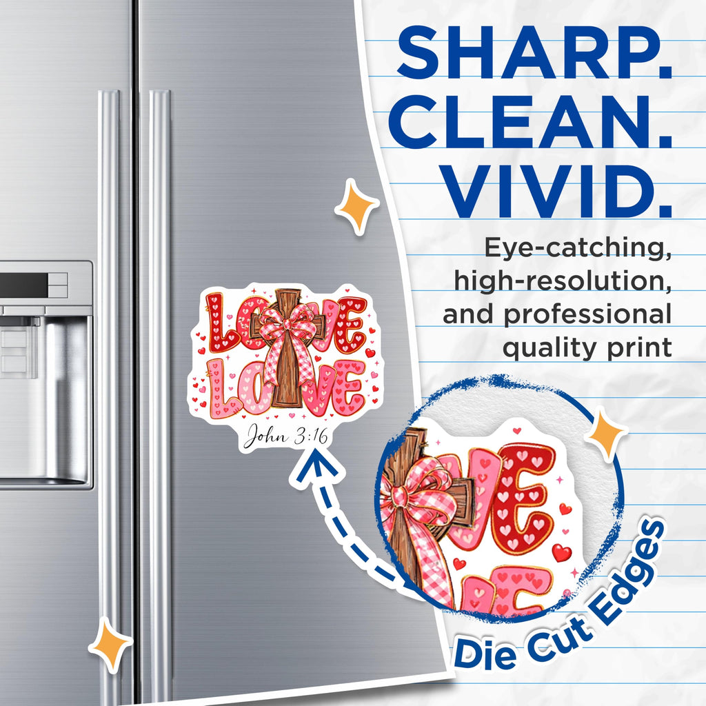 (2 Pack) Christian Love Magnets - Religious Cross Verse - Inspirational Refrigerator Decor - 5" On Longest Side - Premium Magnet - for Cars, Refrigerators, Toolboxes, Lockers - Made in USA - MAG16927
