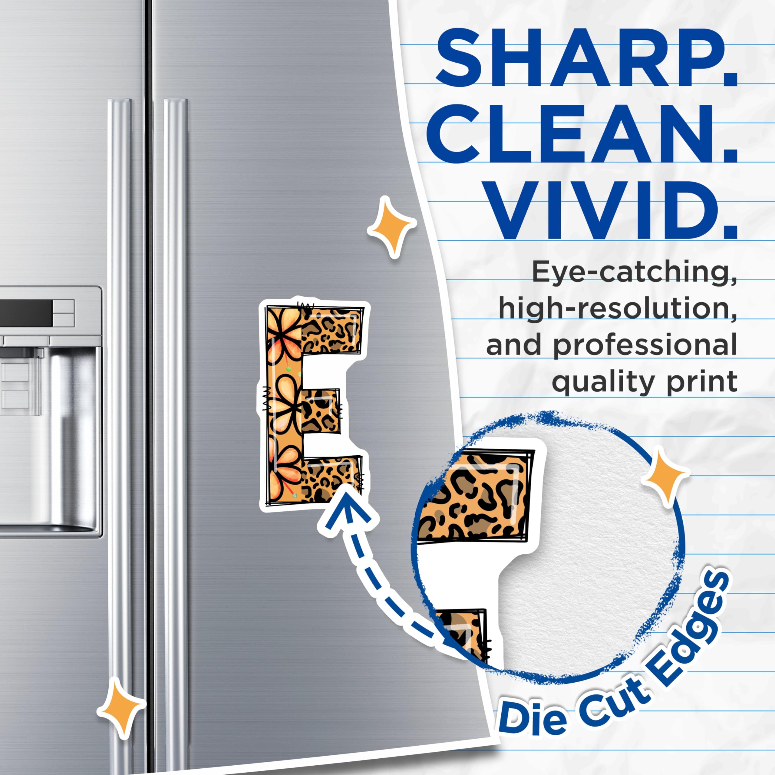 (2 Pack) Letter E Magnets - Floral Cheetah Design - Alphabet Initial Fridge Magnets - 5" On Longest Side - Premium Magnet - for Cars, Refrigerators, Toolboxes, Lockers - Made in USA - MAG16335