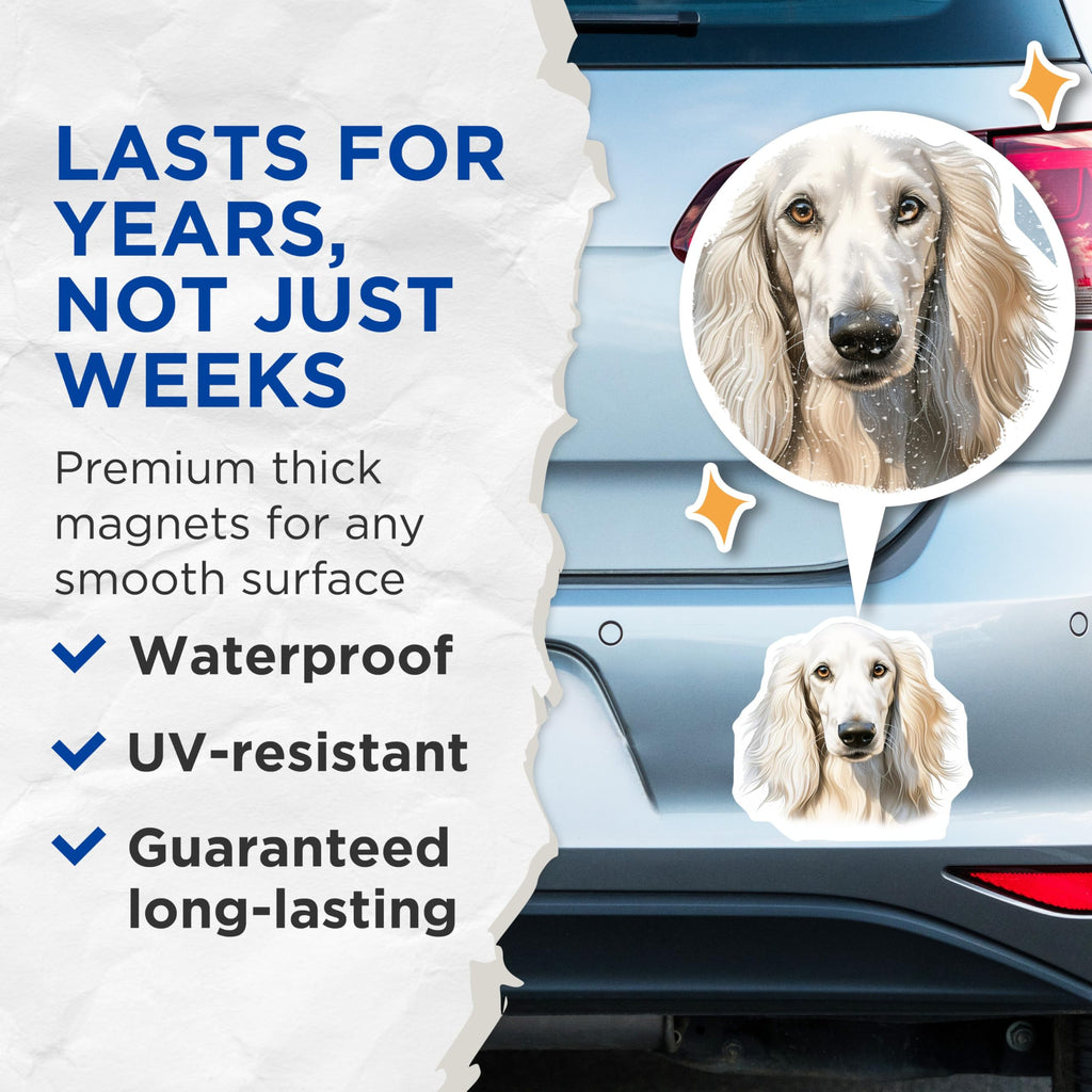 (2 Pack) Saluki Dog Magnets - Majestic Hound Pet Portrait - Dog Lover Fridge Locker Decor for Home - 5 Inches On Longest Side - Thick Durable Magnet - Made in USA - MAG30394