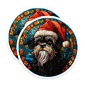 (2 Pack) Schnauzer Christmas Dog Magnets - Stained Glass Pet Art - Holiday Fridge Decor - 5 Inches On Longest Side - Thick Durable Magnet - Made in USA - MAG30199