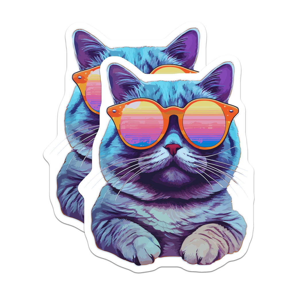 (2 Pack) Cool Cat Magnets - Cat Lover Magnets - Fun Cat Magnets for Fridge Decor - 5" On Longest Side - for Cars, Refrigerators, Toolboxes, Lockers - Made in USA MAG3578