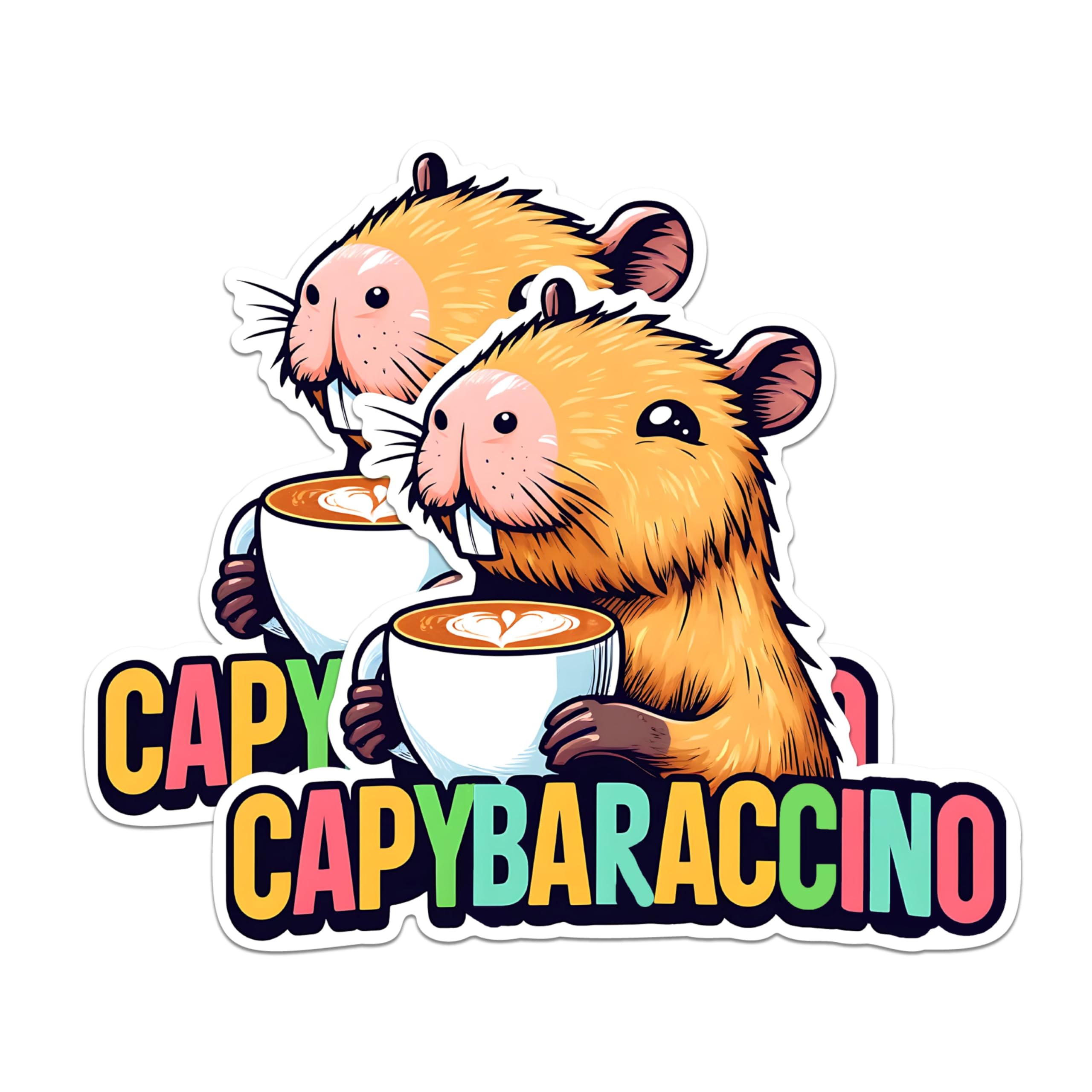 (2 Pack) Capybaraccino Coffee Magnets - Cute Capybara Magnets - Fun Animal Magnets for Fridge - Cartoon Coffee Lovers Magnets- 5" On Longest Side - for Fridges, Toolboxes, Cars - Made in USA - MAG2665