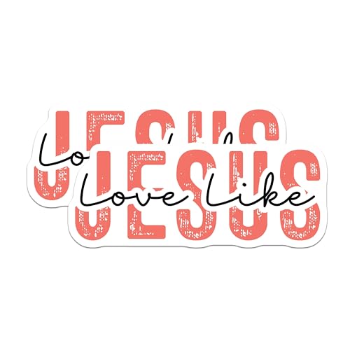 (2 Pack) Love Like Jesus Stickers - Religious Christian Decal - Faith Inspirational Sticker - 5" On Longest Side - Sticks to Smooth Flat Surfaces - Made in USA - BMCS6470
