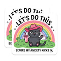 (2 Pack) Funny Cat Magnets - Anxiety Humor - Kawaii Cat Meme - Mental Health Reminder - Sarcastic Quote Decor - 5 Inches On Longest Side - Thick Durable Magnet - Made in USA - MAG20952