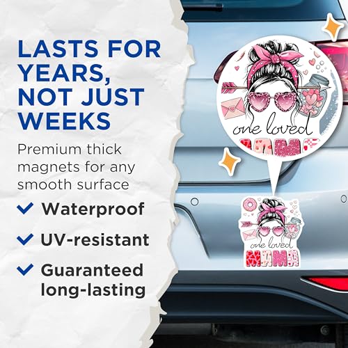 (2 Pack) One Loved Mama Magnets Magnets - Heart Design - Mother's Day Decor - 5" On Longest Side - Made in USA - Sticks to Refrigerators & Metal Surfaces - MAG8475