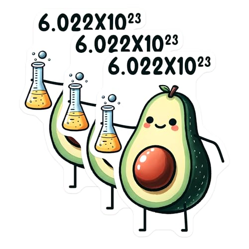 (3 Pack) Avocado Mole Decals - Chemistry Pun - Funny Scientist Stickers - 3 Inches On Longest Side - Easy Peel & Apply - Made in USA - 3MCS6778