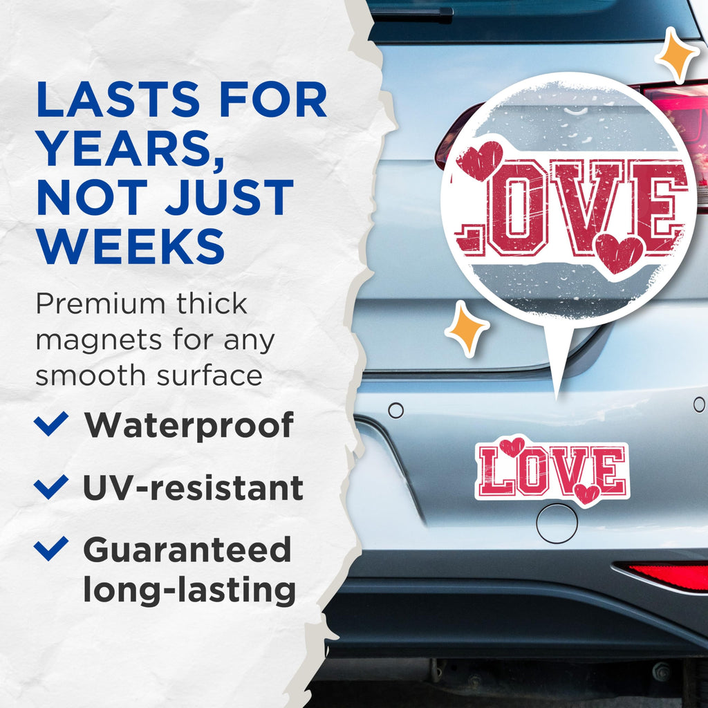 (2 Pack) Love Heart Magnets - Red Hearts - Valentine's Decor - 5" On Longest Side - Premium Magnet - for Cars, Refrigerators, Toolboxes, Lockers - Made in USA - MAG15676