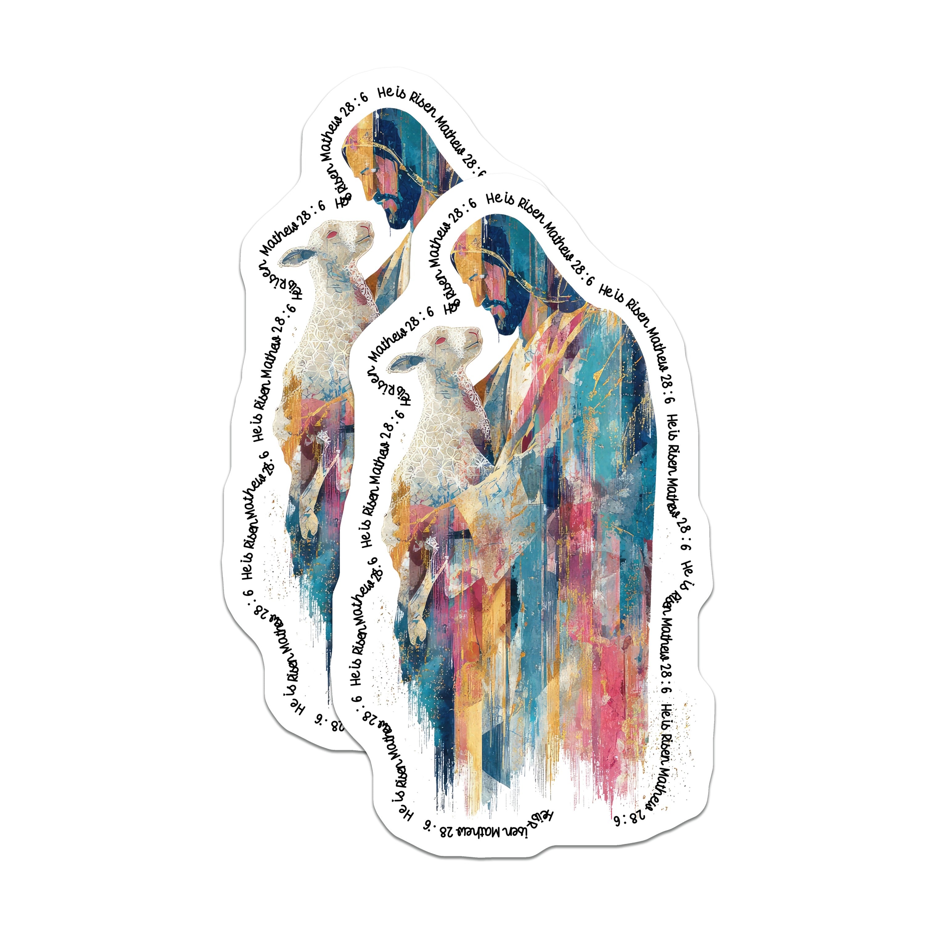 (2 Pack) Jesus Magnets - He is Risen Matthew 28 6 - Christian Refrigerator Decor - Inspirational Faith Art - 5 Inches On Longest Side - Thick Durable Magnet - Made in USA - MAG38998