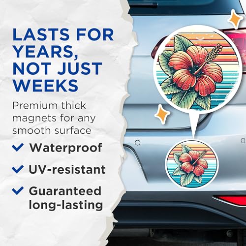 (2 Pack) Tropical Flower Magnets Magnets - Beach Vibes - Bold Floral Accents Decor - 5" On Longest Side - Made in USA - Sticks to Refrigerators & Metal Surfaces - MAG8773