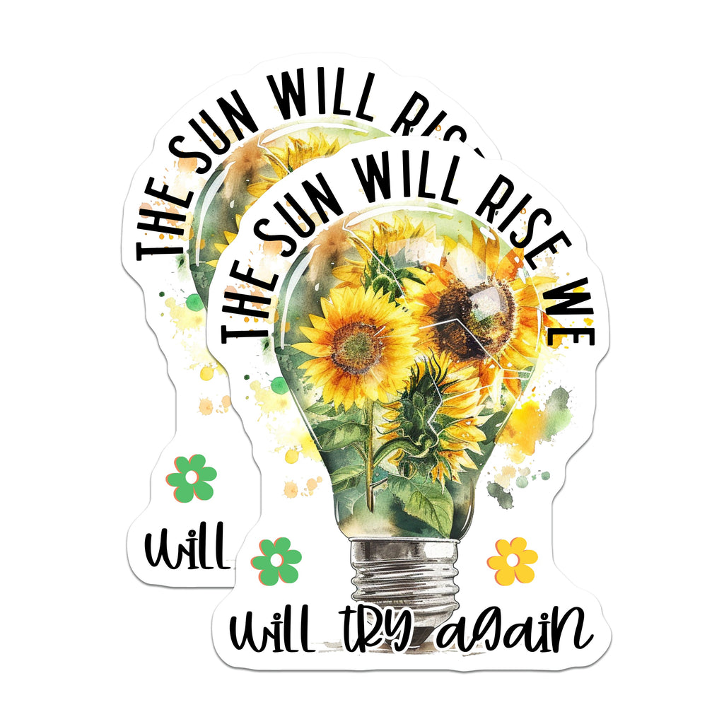 (2 Pack) Sunflower Magnets - Inspirational Quote Lightbulb - Motivational Decor - Hopeful Affirmation Refrigerator Magnets - 5 Inches On Longest Side - Thick Durable Magnet - Made in USA - MAG38837