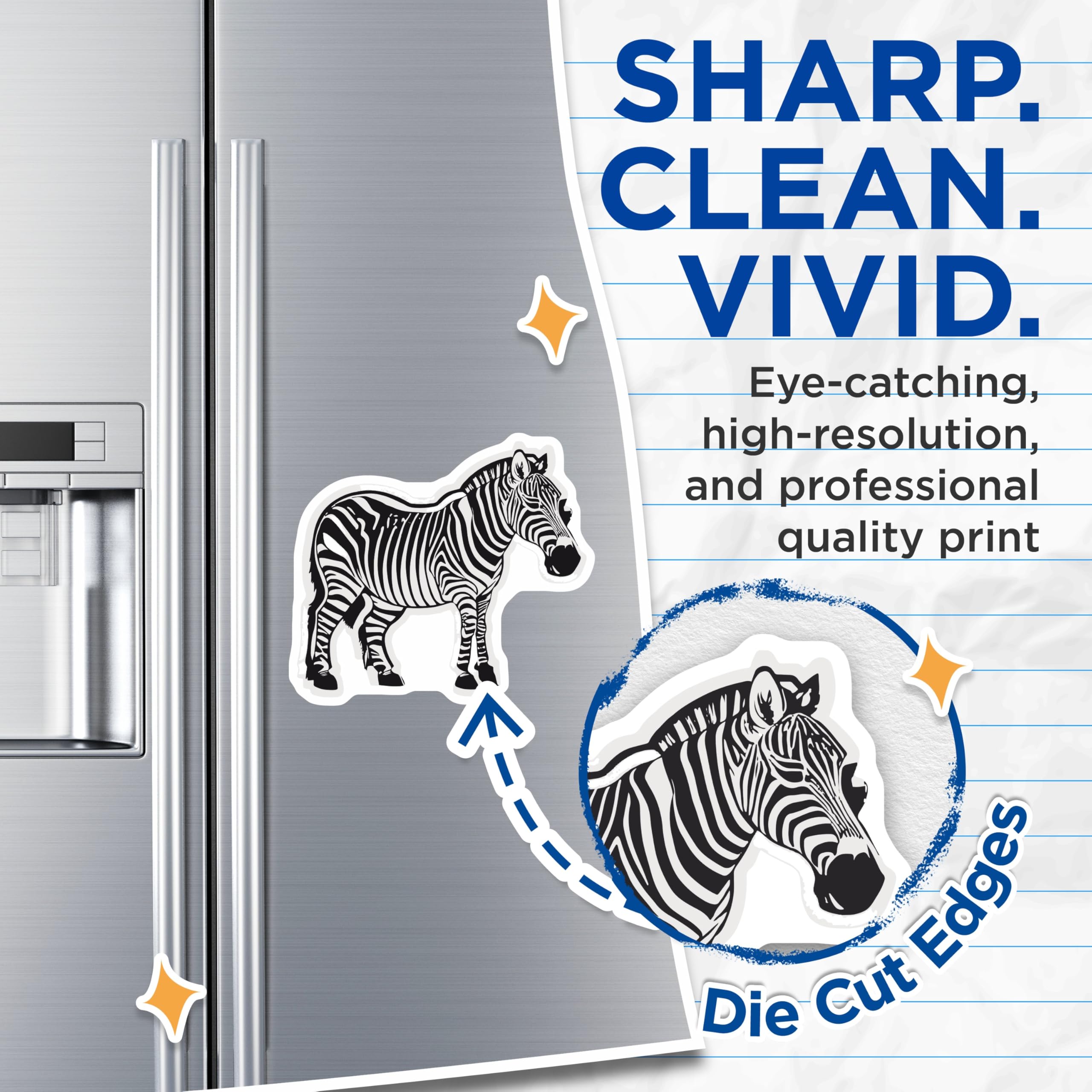 (2 Pack) Zebra Magnets - Safari Animal Decor - Black White Wildlife Art - 5 Inches On Longest Side - Thick Durable Magnet - Made in USA - MAG22044