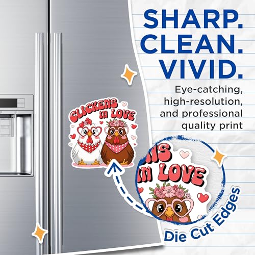 (2 Pack) Clickens in Love Magnets - Cute Chicken Magnets - Heart Shaped Sunglass Chicken Magnets - Valentine's Day Magnets- 5" On Longest Side - for Fridges, Toolboxes, Cars - Made in USA - MAG3050