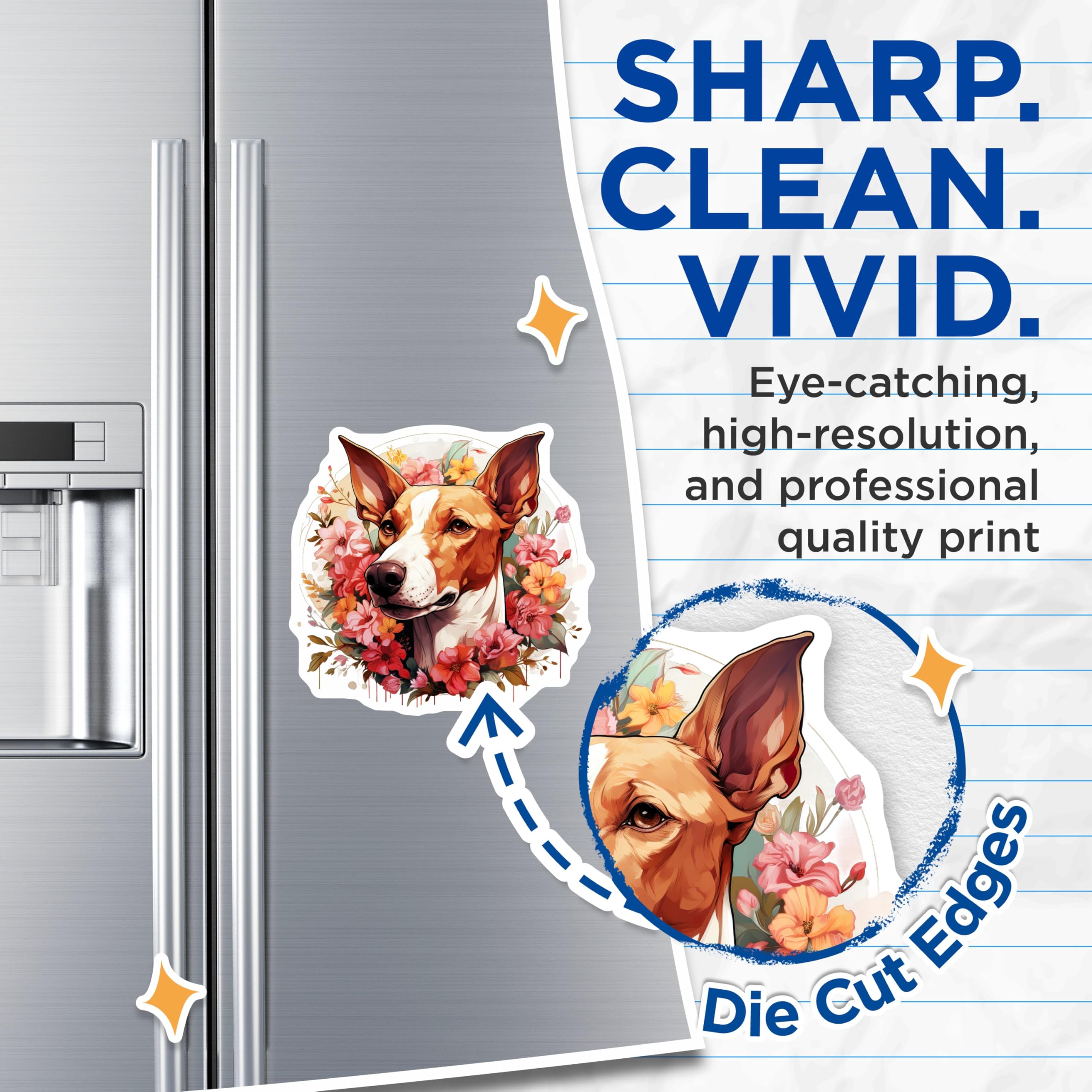 (2 Pack) Floral Dog Art Magnets - Pet Lover Decor - Animal Kitchen Accents for Dog Parents - 5 Inches On Longest Side - Thick Durable Magnet - Made in USA - MAG26789