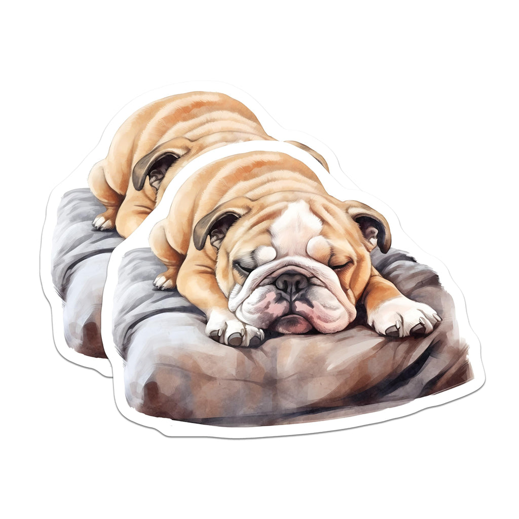 (2 Pack) Sleeping Bulldog Magnets - Cute Dog Art - Fridge Locker Decor - 5" On Longest Side - Premium Magnet - for Cars, Refrigerators, Toolboxes, Lockers - Made in USA - MAG16630