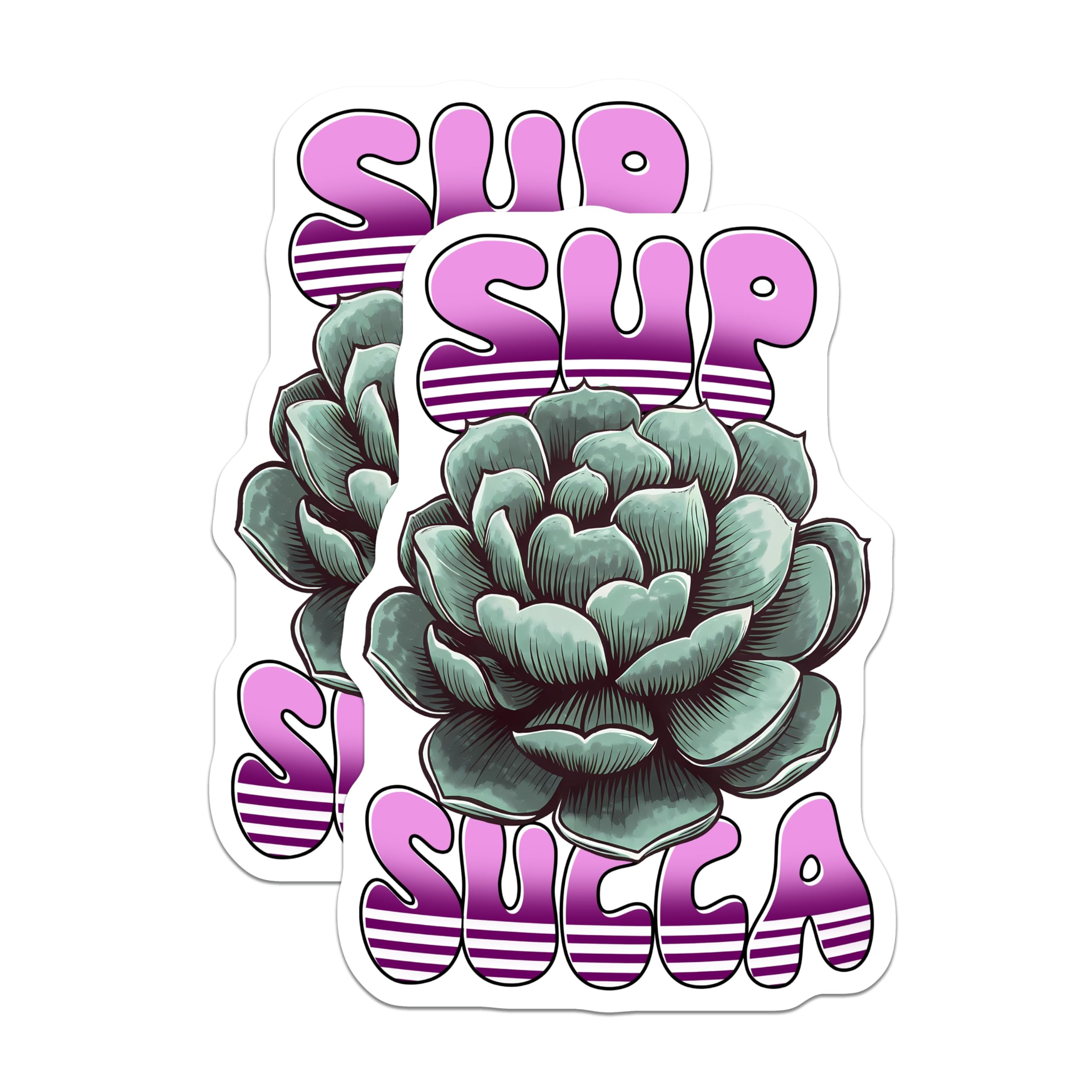 (2 Pack) Succulent Plant Magnets - Funny Quote Magnets - Sup Succa Refrigerator Decor - 5" On Longest Side - Premium Magnet - for Cars, Refrigerators, Toolboxes, Lockers - Made in USA - MAG15337