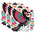 (3 Pack) Sugar Skull Bird Decals - Day of The Dead - Laptop Decal - 3 Inches On Longest Side - Easy Peel & Apply - Made in USA - 3MCS8218