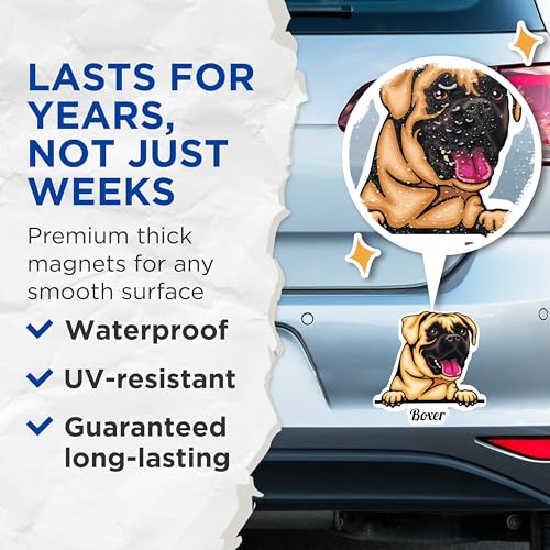 (2 Pack) Boxer Dog Magnets - Cute Dog - Pet Lover - Animal Fridge Magnets - Cartoon Dog Magnets - Dog Themed Magnets - 5" On Longest Side - for Cars, Fridges, Toolboxes - Made in USA - MAG4211