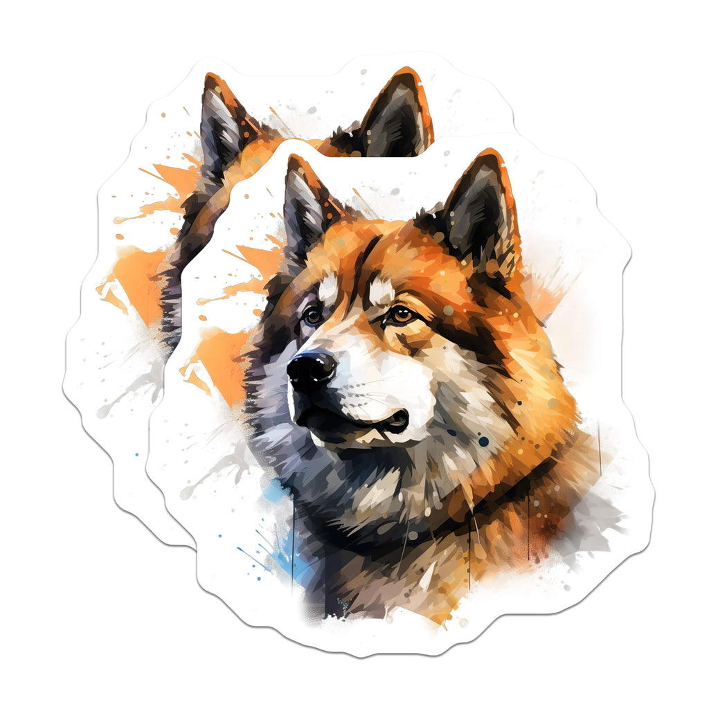 (2 Pack) Artistic Akita Inu Dog Magnets - Watercolor Canine Pet Art - Dog Lover Fridge Locker Office Kitchen Decor - 5 Inches On Longest Side - Thick Durable Magnet - Made in USA - MAG23728