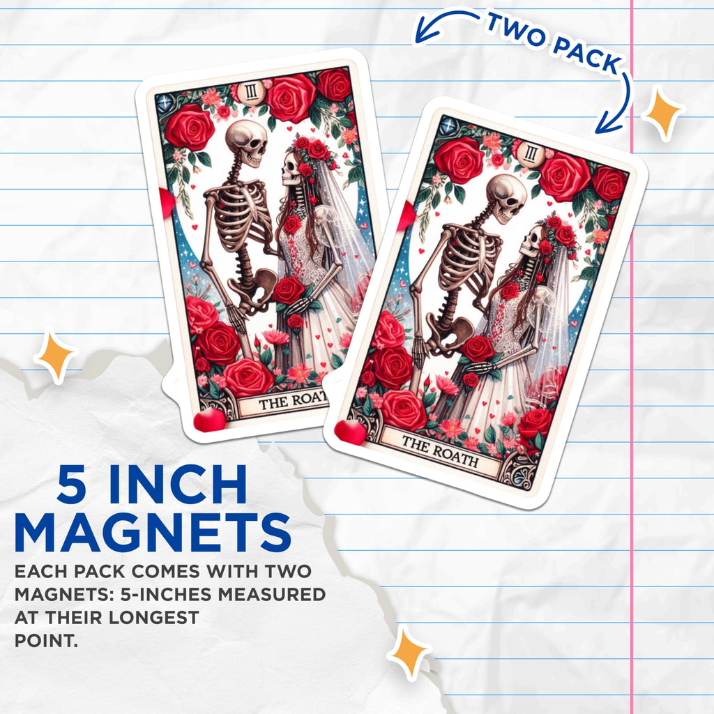 (2 Pack) Skeletal Couple Magnets - Gothic Romance Decor - Eternal Love Fridge Art - 5 Inches On Longest Side - Thick Durable Magnet - Made in USA - MAG21943