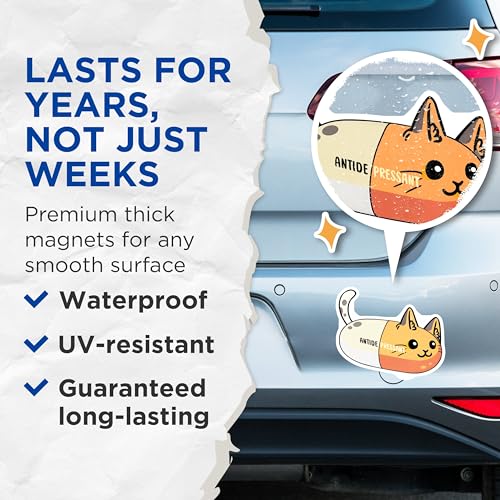 (2 Pack) Funny Cat Meme Magnets - Cat Humor - 5" On Longest Side - for Cars, Fridges, Toolboxes - Made in USA - MAG7820