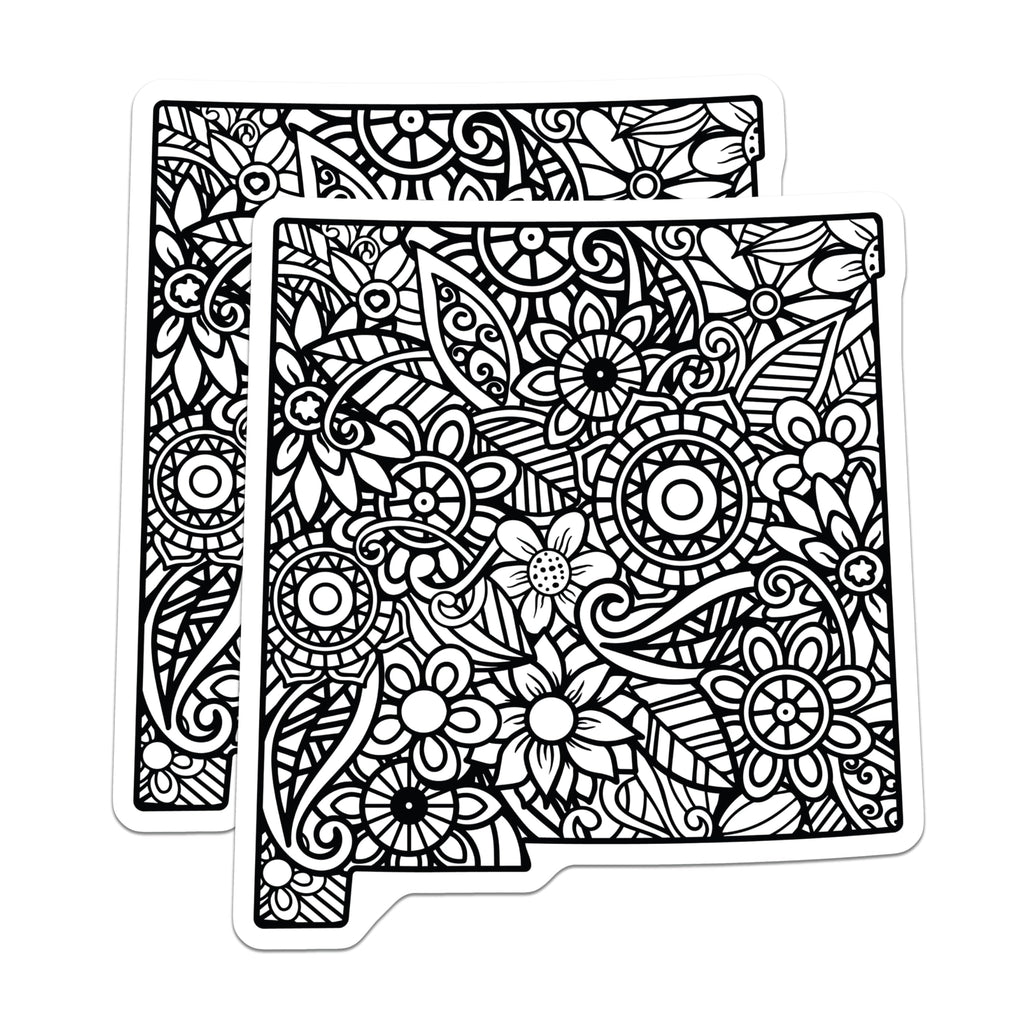 (2 Pack) New Mexico Magnets - Floral Mandala NM State - Southwest Decor Fridge Magnets - 5" On Longest Side - Premium Magnet - for Cars, Refrigerators, Toolboxes, Lockers - Made in USA - MAG17476