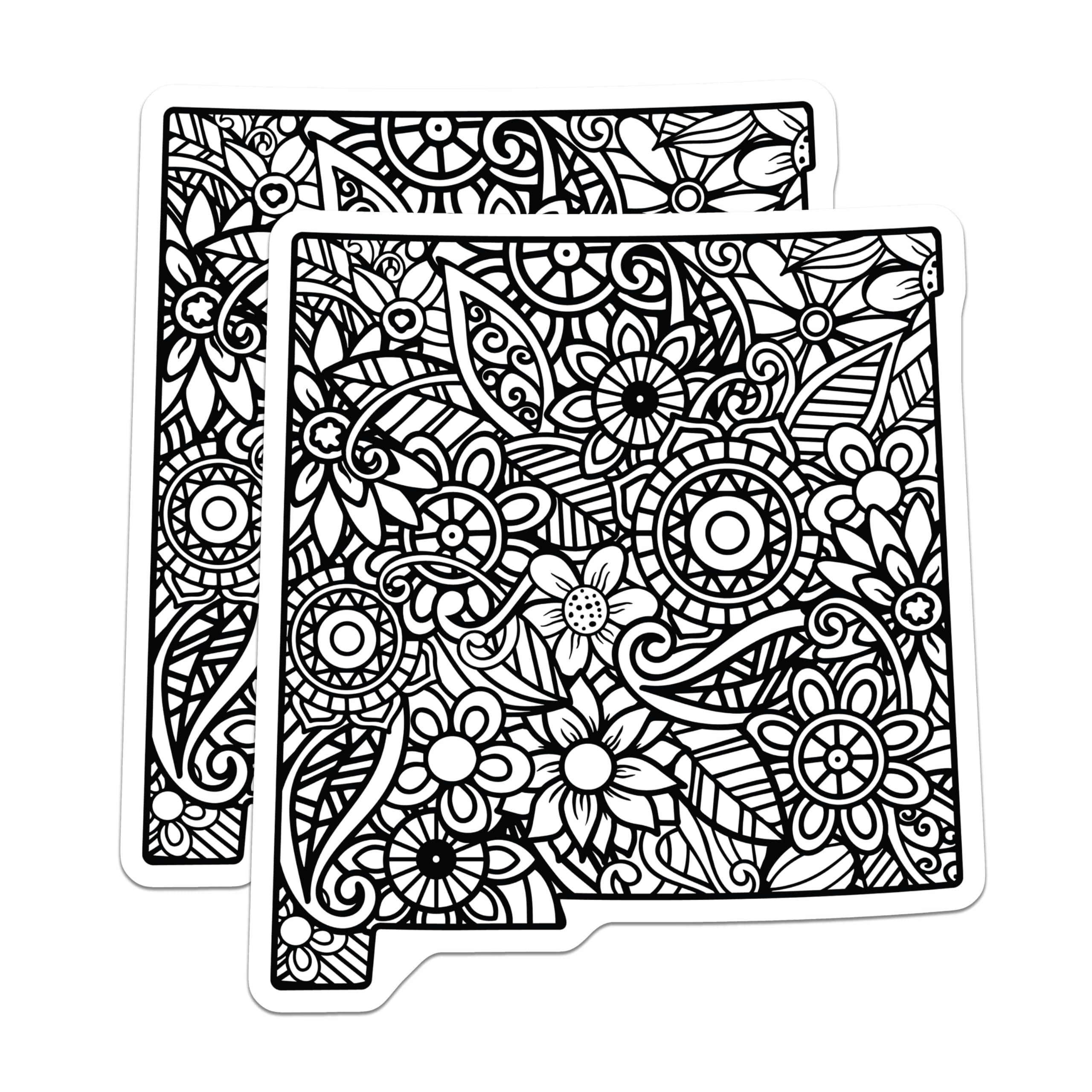 (2 Pack) New Mexico Magnets - Floral Mandala NM State - Southwest Decor Fridge Magnets - 5" On Longest Side - Premium Magnet - for Cars, Refrigerators, Toolboxes, Lockers - Made in USA - MAG17476