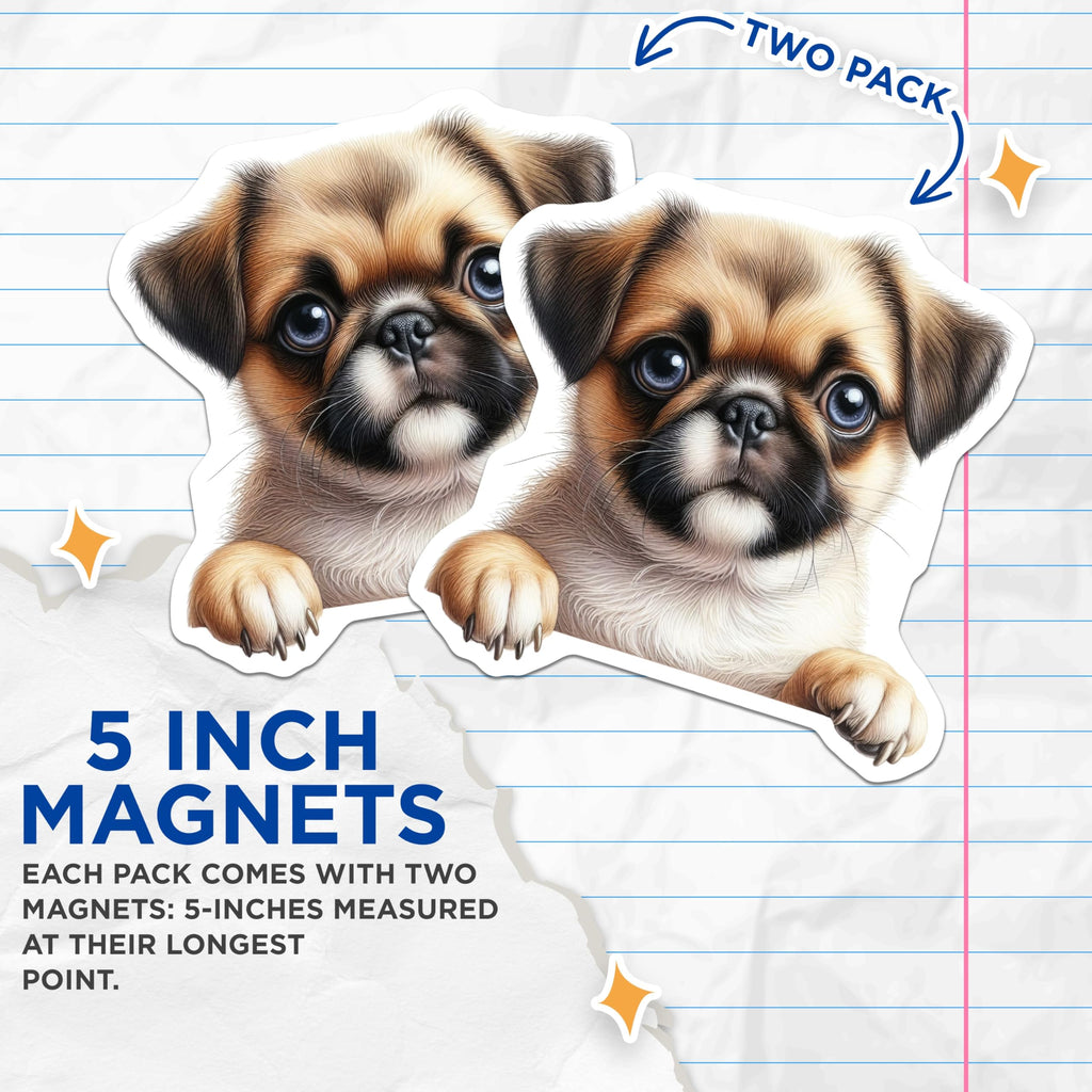 (2 Pack) Pekingese Puppy Magnets - Cute Dog Art - Adorable Pekingese Decor - 5" On Longest Side - Premium Magnet - for Cars, Refrigerators, Toolboxes, Lockers - Made in USA - MAG14131