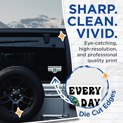 (2 Pack) Make Every Day Earth Day Stickers - Eco-Friendly Decals - 5" On Longest Side - Sticks to Smooth Flat Surfaces - Made in USA - BMCS8436 - BMCS8436