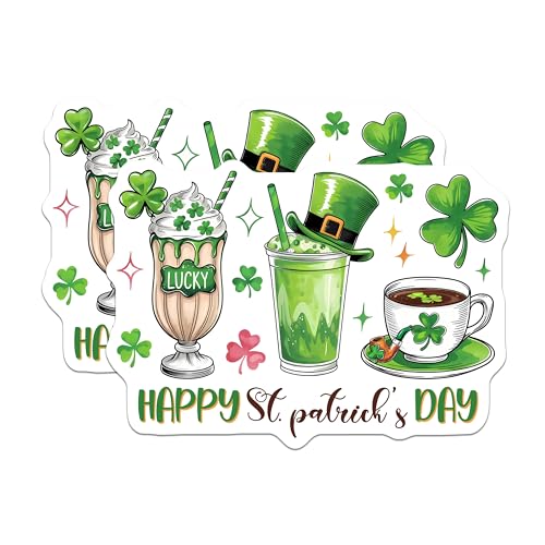 (2 Pack) St Patricks Day Stickers - Holiday Decorations - 5" On Longest Side - Sticks to Smooth Flat Surfaces - Made in USA - BMCS8398 - BMCS8398