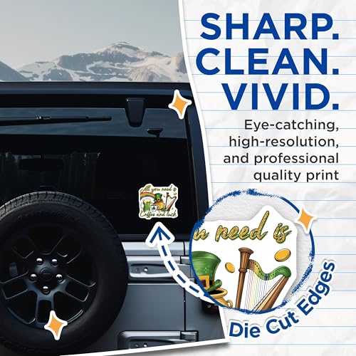 (2 Pack) Inspirational Coffee Stickers - 5" On Longest Side - Sticks to Smooth Flat Surfaces - Made in USA - BMCS8408 - BMCS8408