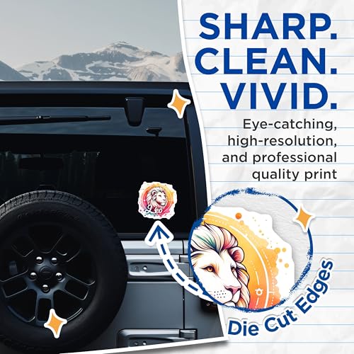 (2 Pack) Leo Zodiac Stickers - Astrology Art - Horoscope Design - 5" On Longest Side - Sticks to Smooth Flat Surfaces - Made in USA - BMCS6998