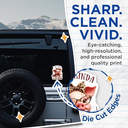 (2 Pack) I Am Kinda A Pig Deal Stickers - Funny Pig Decal - Cute Animal - 5" On Longest Side - Sticks to Smooth Flat Surfaces - Made in USA - BMCS7947