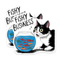 (2 Pack) Funny Cat Fishy Business Stickers - Cute Animal Sticker - 5" On Longest Side - Sticks to Smooth Flat Surfaces - Made in USA - BMCS8770 - BMCS8770